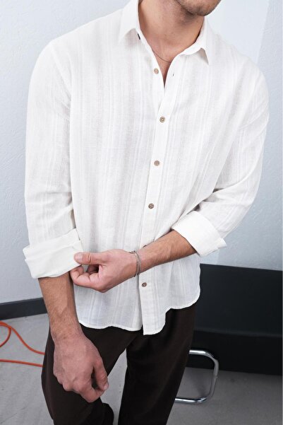 TÜZeMEN Self-Textured Linen Shirt