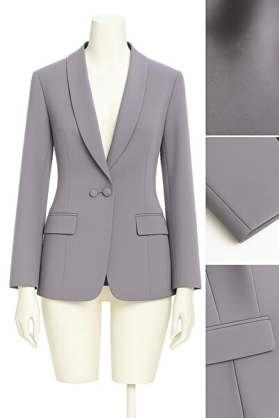 SCZ Minimalist Gri Kadın Blazer Ceket