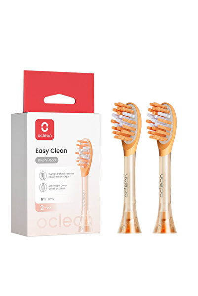 Oclean Set de 2 capete de periuță de dinți de schimb pentru Easy Clean P1K2, dur, acoperire din silicon, portocaliu
