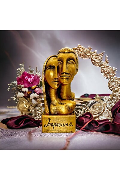 ArtBucovina Statueta Decorativa Cuplu "Impreuna" din ceramica 7,5 x 8,5 x 22,5 cm