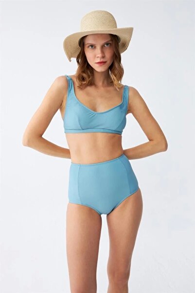 Beruflic Under Moda Women's Basic Turquoise Padded High Waist Bikini Set