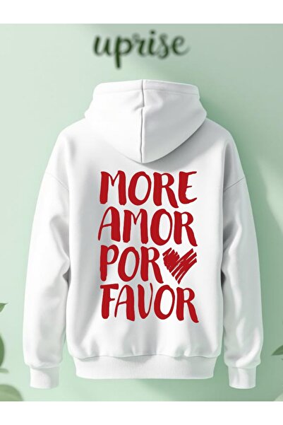 Vordevia Още Amor Por Favor Печатана памучна 3-слойна суитшърт с голям размер