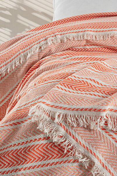 Owra Veva %100 Pamuk Çift Kişilik Çizgili Pike Yatak Örtüsü 200 x 220