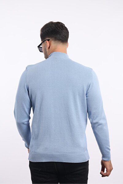 rugatchi Erkek Mont Yaka Düz Triko — %100 Pamuk, Şık & Konforlu Kazak