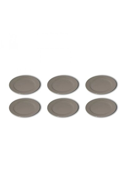 ORIAN 6-piece round porcelain dinner plate set, gray, size 26 cm