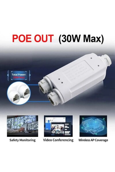 TRADIO Splitter repetor PoE 1 to 2, Waterproof, max 30W, 48V, transmission distance 100m