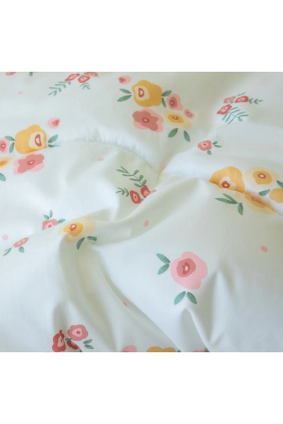 Alhabib bedding Summerland 100% Cotton Single and a Half Floral Pattern Bedspread, White, 4 Pieces