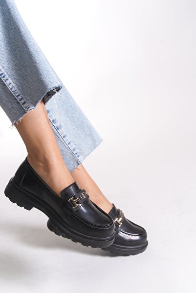 Riccon Kadın Loafer 0012500 Siyah Rugan