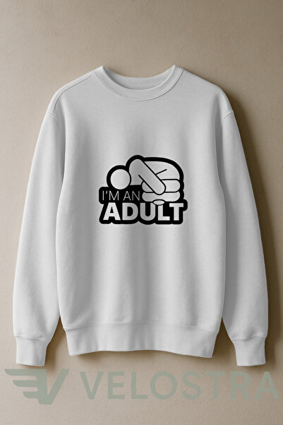 Velostra Hanorac unisex I'm An Adult cu imprimeu 3 İplik İçinde Şah cu căptuș...