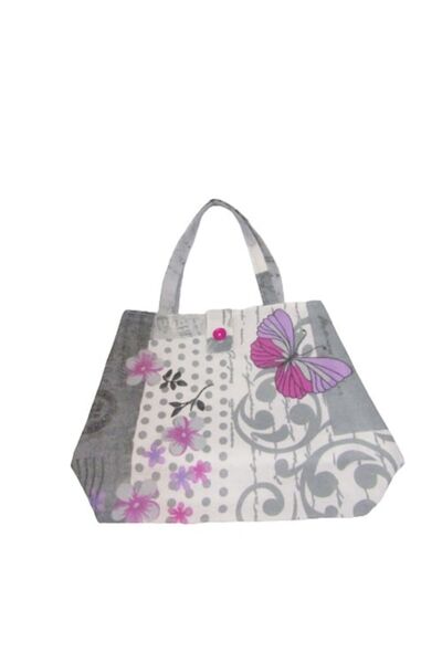Lucille Craftshop - Grey Textile Bag with Butterflies