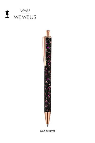 Weweus Black Purple Sequin Design Luxury Ballpoint Pen