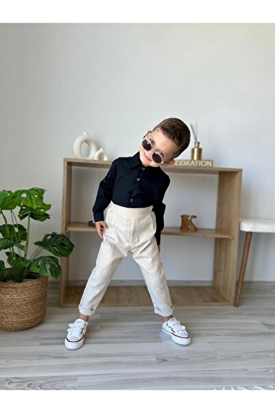 favorimkids Baby Kids Cream Long Sleeve Pantalon Shirt Set 1-5 Years