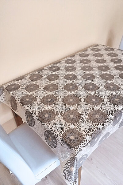 ELEGANCEV Lace-Like Transparent Covered Oil-Cloth Tablecloth -Cream Color-Dif...