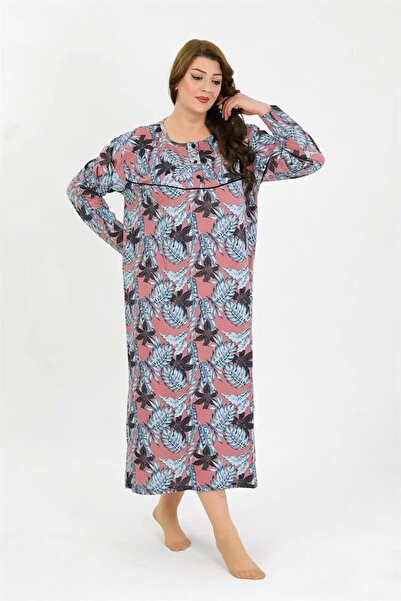Beruflic Women's Plus Size Long Sleeve Salmon Mother Nightgown