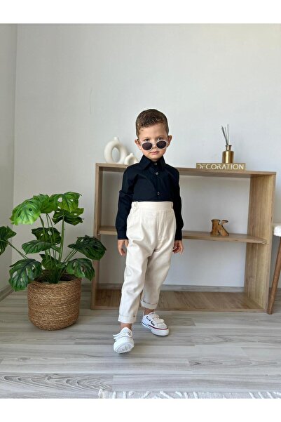 favorimkids Baby Kids Cream Long Sleeve Pantalon Shirt Set 1-5 Years