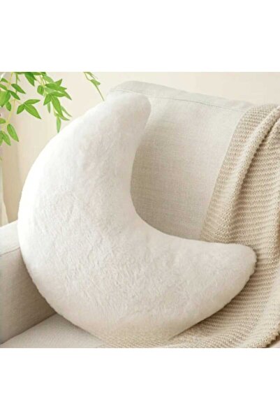 oiphome Φιγούρα μαξιλαριού από βελούδινο φεγγάρι με φερμουάρ λευκό 30 x 15