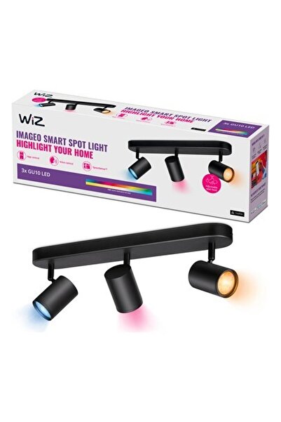 Wiz Imageo Siyah 3'lü Spot Ayarlanabilir Beyaz ve Renkli Akıllı Tavan Lambası...