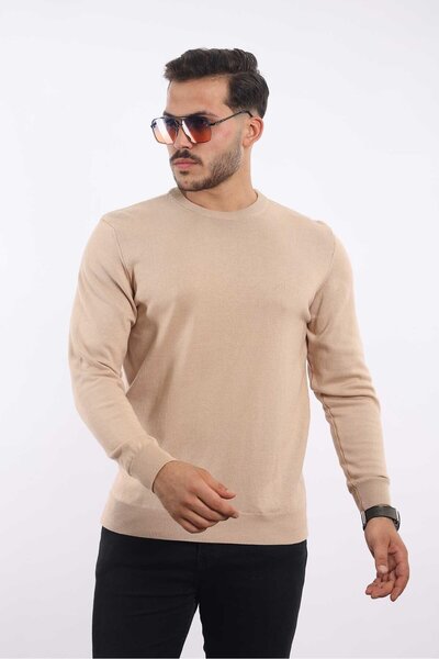 rugatchi Men's Crew Neck Classic Plain Knitwear — 100% Cotton, Stylish & Comfortable Sweater