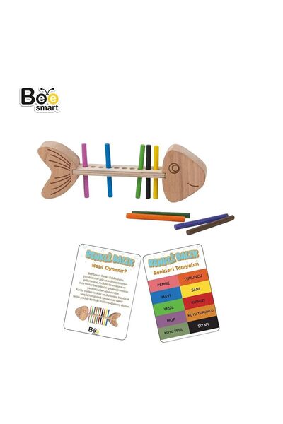 scntoys RENKLİ BALIK Renk Eşleştirme Balık Kılçığı Ahşap Yapboz ile Çocukları...