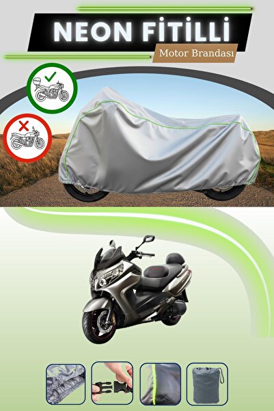 Cemku Shade حقيبة خلفية رمادية متوافقة مع قماش نيون فليتلي SYM Maxsym 600i AB...