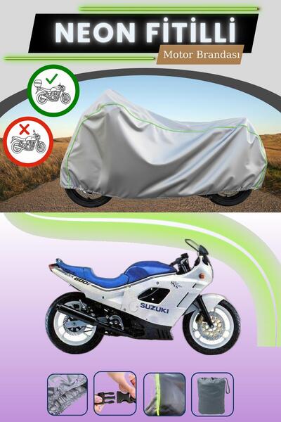 Cemku Shade حقيبة خلفية رمادية متوافقة مع قماش نيون فليتلي سوزوكي جي إس إكس 600 إف متوافق مع الدراجات النارية