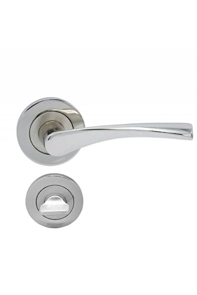 k karaaliler Mâner de ușă Bravo, nichel satinat, mâner de ușă pentru WC, cu rozetă, 1 set pentru ușa de toaletă cu față și spate