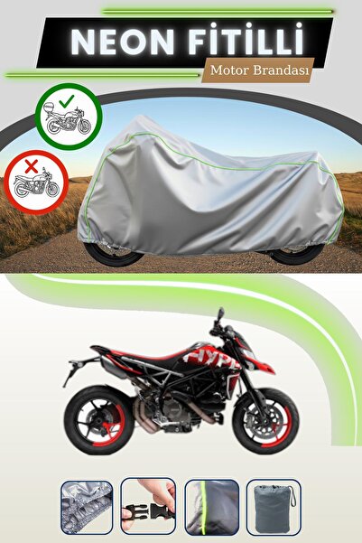 Cemku Shade حقيبة خلفية رمادية متوافقة مع قماش الدراجات النارية المتوافق مع نيون فيتيلي دوكاتي هايبرموتارد 821