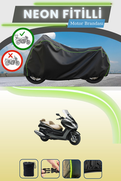 Cemku Shade حقيبة خلفية سوداء متوافقة مع نيون فايتللي ياماها ماجستي 250 متواف...