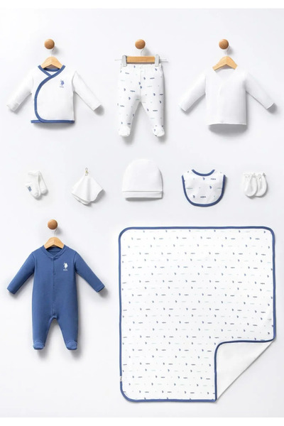 U.S. Polo Assn. Baby Boy, Licensed, Uspa, 100% Cotton 10 Pcs Set, Hospital Release