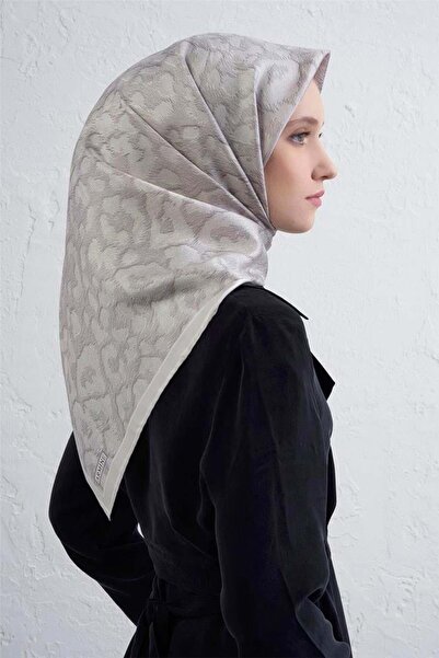 Armine Tivil Saf İpek Eşarp 9408 - 85 Gri Karışık Desen