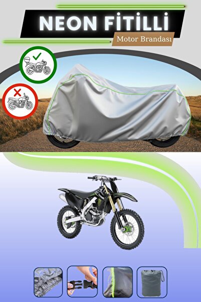 Cemku Shade حقيبة خلفية رمادية متوافقة مع قماش نيون فليتلي كاواساكي KX 250F م...