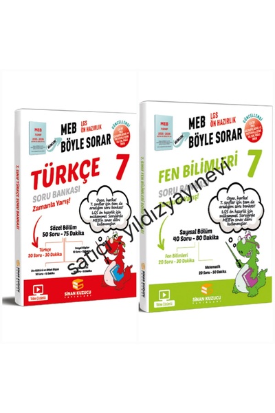 SİNAN KUZUCU YAYINLARI 2025-2026 7.sınıf türkçe soru bankası ve fen bilimleri...