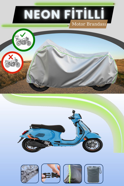 Cemku Shade حقيبة خلفية رمادية متوافقة مع نيون فايتل فيسبا GTS سوبر سبورت 310...