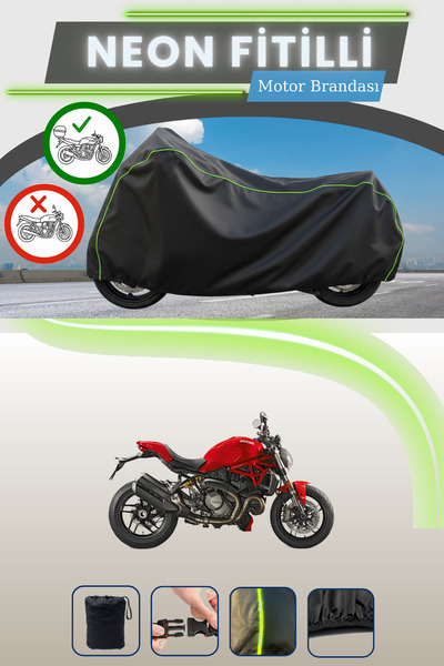 Cemku Shade حقيبة خلفية باللون الأسود النيون قماش مجدّل متوافقة مع دراجة دوكا...