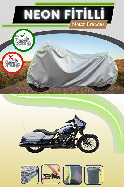 Cemku Shade حقيبة خلفية رمادية متوافقة مع قماش نيون فليتلي هارلي ديفيدسون ستر...