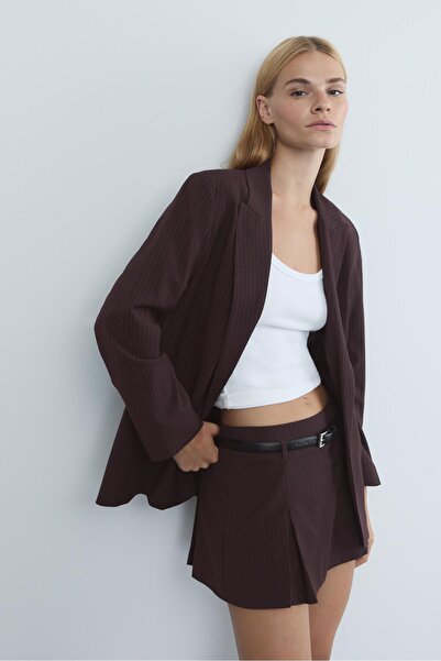 Stradivarius Striped textured open blazer