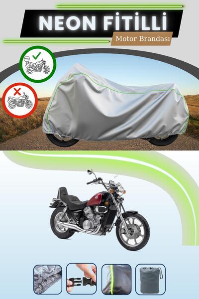 Cemku Shade حقيبة خلفية رمادية متوافقة مع قماش نيون فليتلي كاواساكي VN 750 فو...