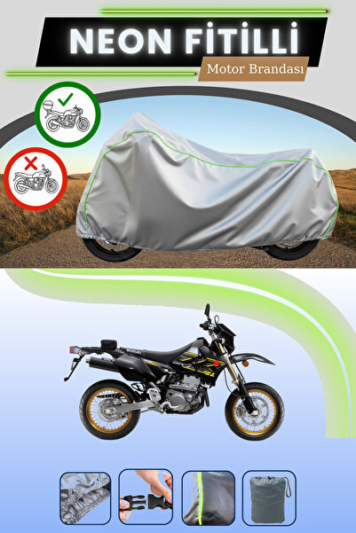 Cemku Shade حقيبة خلفية رمادية متوافقة مع قماش نيون فليتلي سوزوكي DRZ400 SM ا...