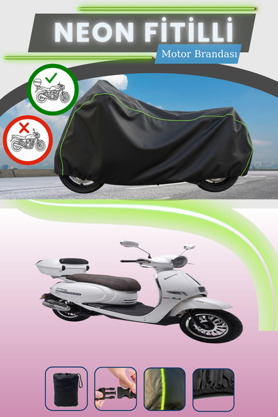 Cemku Shade حقيبة خلفية سوداء متوافقة مع Neon Fitilli Kuba Brilliant 125 متوا...