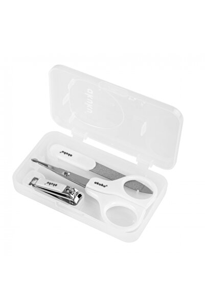 Akuku Kit de manichiura pentru bebelusi si copii White cu forfecuta,unghiera din otel inoxidabil cu