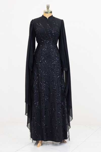 Surikka Ezgi Evening Dress with Cape Sleeves
