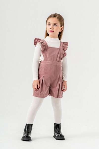 Cansın Mini Dusty Rose Girl's Velvet Corduroy Salopet 22690