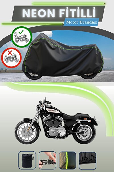 Cemku Shade حقيبة خلفية سوداء متوافقة مع قماش نيون لدراجة هارلي ديفيدسون سبورتستر رودستر XL1200R