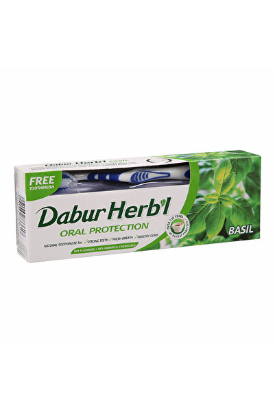 Herbal معجون أسنان دابور العشبي بالريحان ١٥٠ جم × ٢ قطعة + فرشاة أسنان مجانية