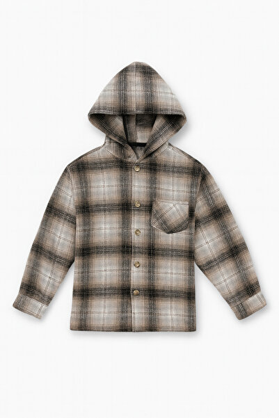 tinytrends Boys' Cotton Plaid Lumberjack Shirt Comfortable Fit Hooded