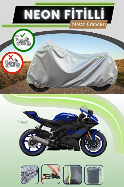 Cemku Shade حقيبة خلفية رمادية متوافقة مع قماش نيون فليتلي ياماها YZF R6 المت...