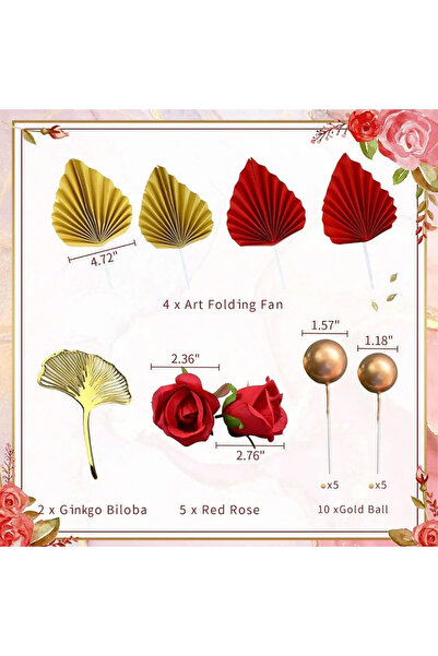 Baloane Vesele Premium Cake Decoration Elegant Roses & Gold TOP61