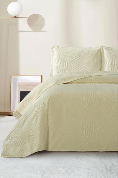 Çeyiz Diyarı Munich Double Luxury Velvet 240X260 cm Bedspread Cream