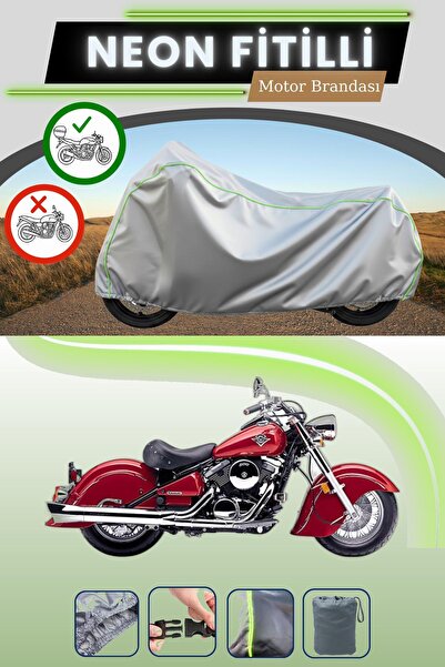 Cemku Shade حقيبة خلفية رمادية متوافقة مع قماش نيون فليتلي كاواساكي VN 800 در...