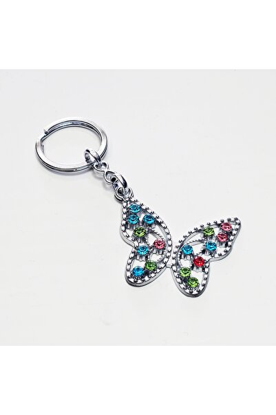ÜNSA Anahtar إكسسوار حقيبة مفاتيح على شكل فراشة ملونة من الأحجار الكريمة